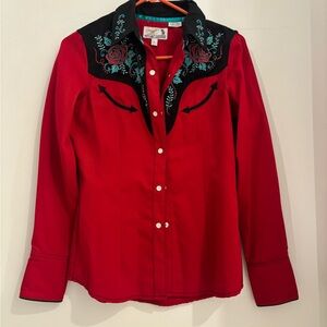 Panhandle Slim Red and Teal Western Shirt